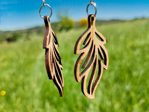 Boucles d’oreilles en bois - Noyer massif - Artisanales